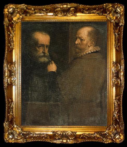 framed  CAMBIASO, Luca Self-Portrait of the Artist While Painting His Father, ta009-2